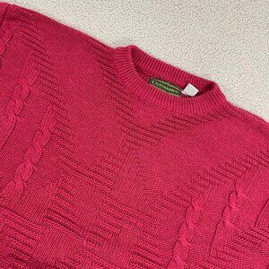 VTG Croft & Barrow Cable Knit Sweater Men L Red Pullover Crewneck
